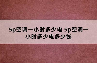 5p空调一小时多少电 5p空调一小时多少电多少钱